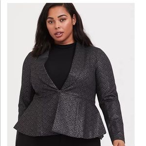Torrid Black and Silver Chevron Stretch Blazer